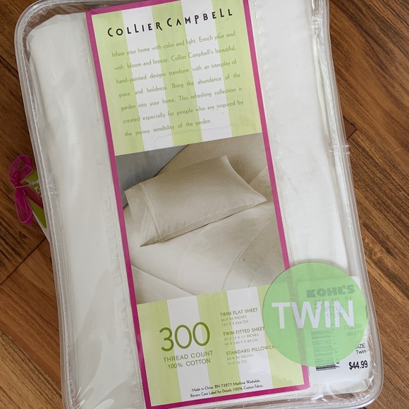 Collier Campbell Ivory Twin Sheet Set 300 TC - Picture 3 of 4